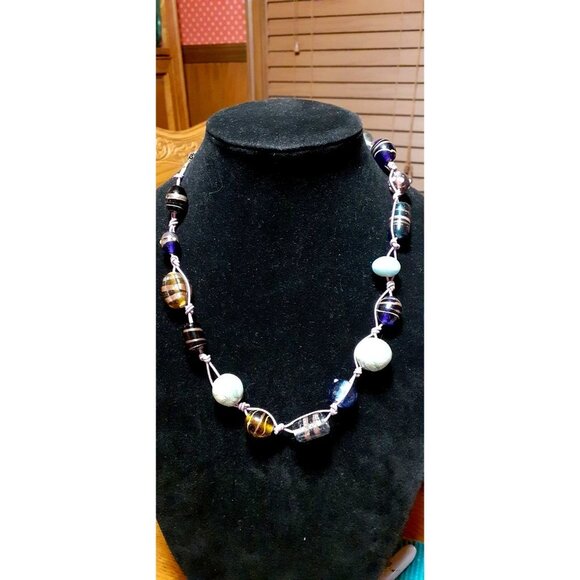 Handmade Glass and Polymer Clay Necklace - Picture 1 of 3